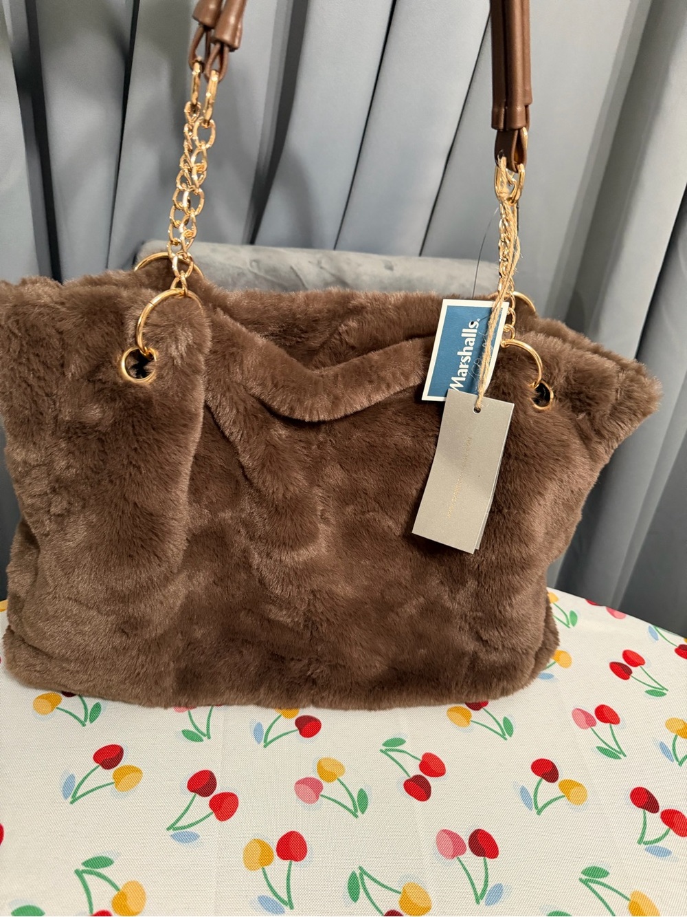 Cozy Faux-Fur Shoulder Bag in Brown by Marshalls